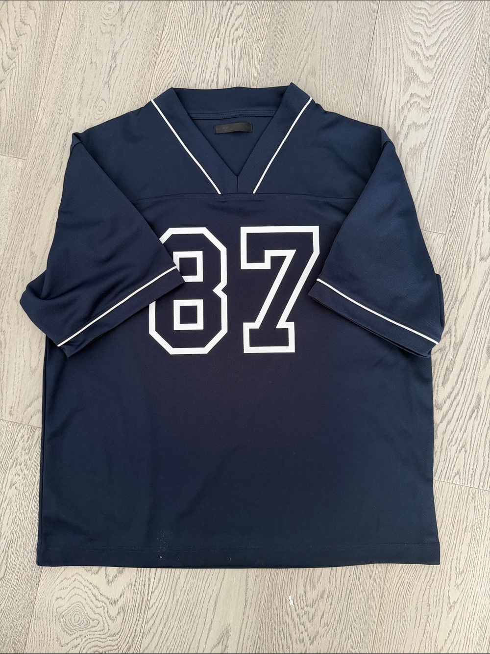 V neck Oak + Fort Football Jersey in the Navy Blazer colorway
